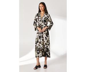 Principles Womens Animal Print Twist Waist Shirt Dress - Khaki - Size 10 UK