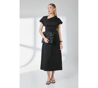 Principles Women's Asymmetric Neckline Short Sleeve Midi Dress in Black | Size: 12 Principles Black 12