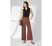 Principles Women's Belt Detail Cotton Blend Straight leg Trouser in Chocolate | Size: 18 Principles Chocolate 18