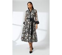 Principles Women's Belted Contrast Detail Collarless Shirt Dress in Black | Size: 16 Principles Black 16
