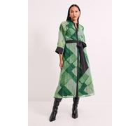Principles Women's Belted Contrast Detail Collarless Shirt Dress in Green | Size: 12 Principles Green 12