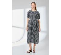 Principles Women's Black Puff Sleeve Waistband Detail Broderie Midi Dress | Size: 10 Principles Black 10