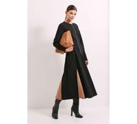 Principles Women's Black Zip Front Contrast Detail Ponte Midi Dress | Size: 14 Principles Black 14