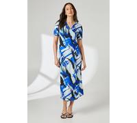 Principles Women's Blue Abstract Print Wrap Jersey Midi Dress | Size: 12 Principles Blue 12