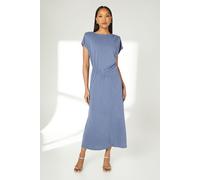 Blue Cupro Jersey Ruched Detail Midi Dress Principles Blue 12