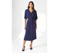 Principles Women's Blue Pleat Waist Detail Crepe Midi Dress in Navy | Size: 12 Principles Navy 12