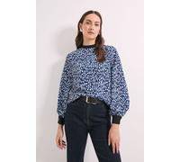 Principles Women's Blue Print High Neck Tie Back Volume Blouse | Size: 12 Principles Blue 12