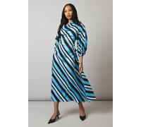 Principles Women's Blue Printed Cowl Neck 3/4 Sleeve Midi Dress | Size: 14 Principles Blue 14