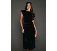 Principles Women's Blue Velvet Ruched Waist Midi Dress in Indigo | Size: 14 Principles Indigo 14