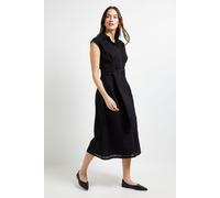 Principles Women's Broderie Tie Waist Midi Shirt Dress in Black | Size: 14 Principles Black 14