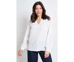 Principles Women's Bubble Crepe V Neck Long Sleeve Blouse in Ivory | Size: 10 Principles Ivory 10
