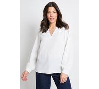 Principles Women's Bubble Crepe V Neck Long Sleeve Blouse in Ivory | Size: 16 Principles Ivory 16