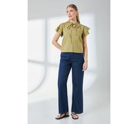 Principles Women's Bubble Hem Flute Sleeve Top in Olive | Size: 12 Principles Olive 12