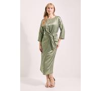Principles Women's Buckle Detail Twist Front Satin Jacquard Midi Dress in Olive | Size: 12 Principles Olive 12