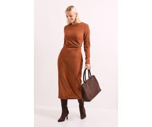 Principles Women's Buckle Twist Front Crinkle Jersey Midi Dress in Ginger | Size: 12 Principles Ginger 12
