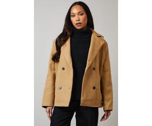 Principles Womens Collar Detail Double Breasted Jacket - Beige - Size Small