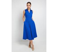 Principles Women's Collared Sleeveless Zip Midi Dress in Blue | Size: 16 Principles Blue 16