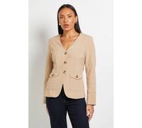 Principles Women's Collarless Pocket Detail Blazer in Stone | Size: 16 Principles Stone 16
