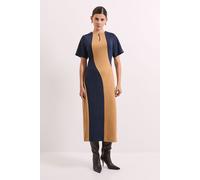 Colour Block Ponte Detail Midi Dress Principles Camel 18