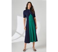 Principles Women's Colour Block Zip Front Jersey Midi Dress in Navy | Size: 12 Principles Navy 12