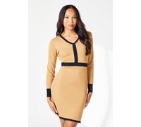 Principles Women's Colourblock V Neck Mini Dress in Camel | Size: 18 Principles Camel 18