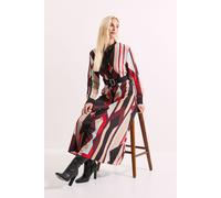 Principles Women's Contrast Collar Printed Belted Midi Dress in Brown | Size: 16 Principles Brown 16