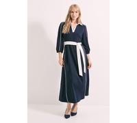 Piping Detail Contrast Collar Midi Dress Principles Navy 12