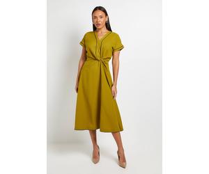 Principles Women's Contrast Piped Twist Front Midi Dress in Olive | Size: 16 Principles Olive 16