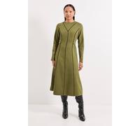 Principles Women's Contrast Seam Detail Fit & Flare Crepe Midi Dress in Olive | Size: 12 Principles Olive 12
