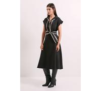 Principles Women's Contrast Tie Waist Midi Dress in Black | Size: 14 Principles Black 14