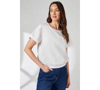 Principles Women's Cotton Elasticated Hem Crew Neck Top in Ivory | Size: 18 Principles Ivory 18