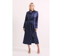 Principles Women's Cowl Tie Neck Satin Jacquard Midi Dress in Navy | Size: 12 Principles Navy 12