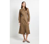 Principles Women's Crepe Collarless Pocket Midi Dress in Mocha | Size: 16 Principles Mocha 16