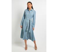 Principles Women's Crepe Contrast Belted Shirt Dress in Teal | Size: 10 Principles Teal 10