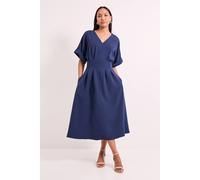 Principles Women's Crepe Pleat Waist Fit & Flare Midi Dress in Navy | Size: 14 Principles Navy 14