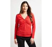 Principles Women's Crinkle Jersey Twist Front Top in Dark Red | Size: 18 Principles Dark Red 18