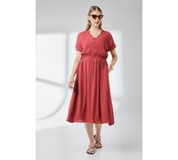 Principles Women's Crinkle Viscose Button Midi Dress in Rust | Size: 10 Principles Rust 10