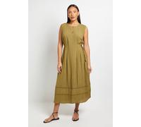 Principles Women's Crinkle Viscose Tie Midi Dress in Khaki | Size: 12 Principles Khaki 12