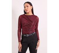 Principles Women's Curved seam Ruched Top in Dark Red | Size: 18 Principles Dark Red 18