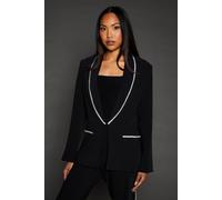 Principles Women's Diamond Trim Shawl Collar Blazer in Black | Size: 10 Principles Black 10