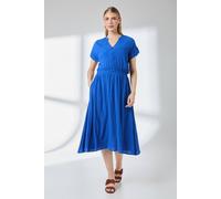 Principles Women's Elasticated Waist Crinkle Viscose Midi Dress in Bright Blue | Size: 18 Principles Bright Blue 18