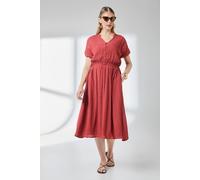 Principles Women's Elasticated Waist Crinkle Viscose Midi Dress in Rust | Size: 18 Principles Rust 18