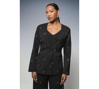Principles Women's Embroidered Embellished Collarless Blazer in Black | Size: 12 Principles Black 12