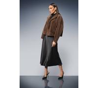 Principles Women's Faux Fur Wrap Neck Short Coat in Brown | Size: Medium Principles Brown M