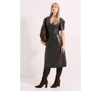 Debenhams Chocolate V Neck Fit & Flare Pu Midi Dress chocolate 16