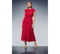 Principles Women's Fit & Flare Textured Jacquard Midi Dress in Berry | Size: 14 Principles Berry 14