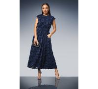 Principles Women's Fit & Flare Textured Jacquard Midi Dress in Navy | Size: 14 Principles Navy 14