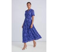 Principles Women's Floral Jacquard Button Down Midi Dress in Blue | Size: 12 Principles Blue 12