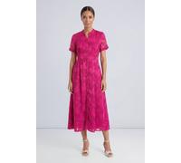 Principles Women's Floral Jacquard Button Down Midi Dress in Pink | Size: 10 Principles Pink 10