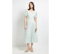 Principles Women's Floral Jacquard Puff Sleeve Midi Dress in Sage | Size: 20 Principles Sage 20